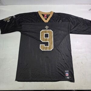 NFL Players New Orleans Saints Drew Brees #9 Black Mesh Football Jersey Mens XL